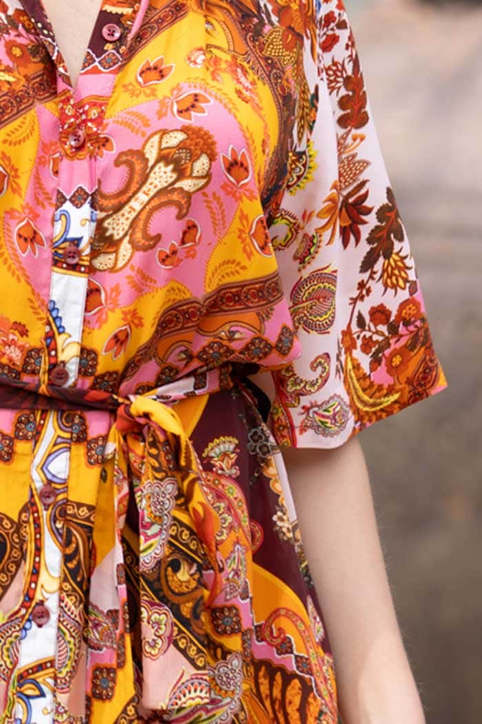 Nala Shirt Dress Patch Work Rust 4