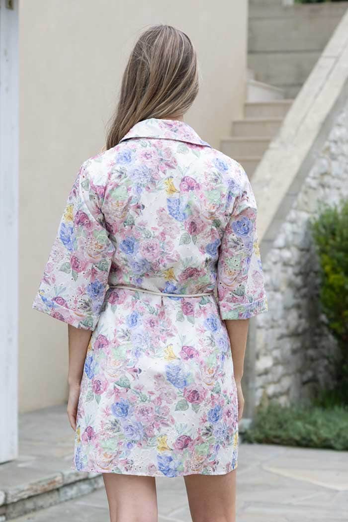 Bella Shirt Dress Embroidered Floral Cream 3