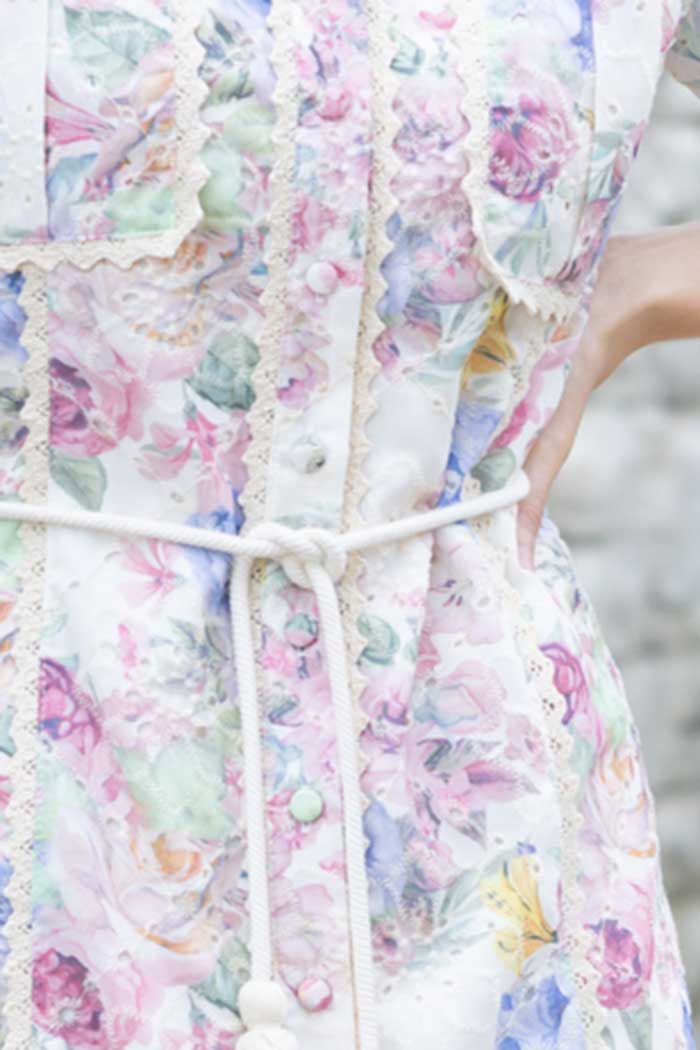 Bella Shirt Dress Embroidered Floral Cream 4