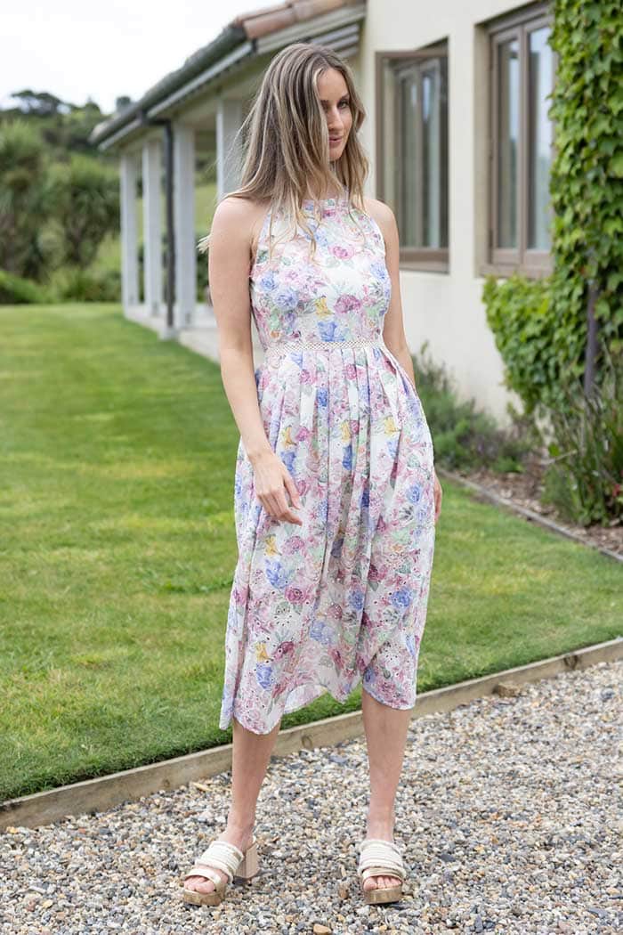 Sofia Dress Embroidered Floral Cream 2