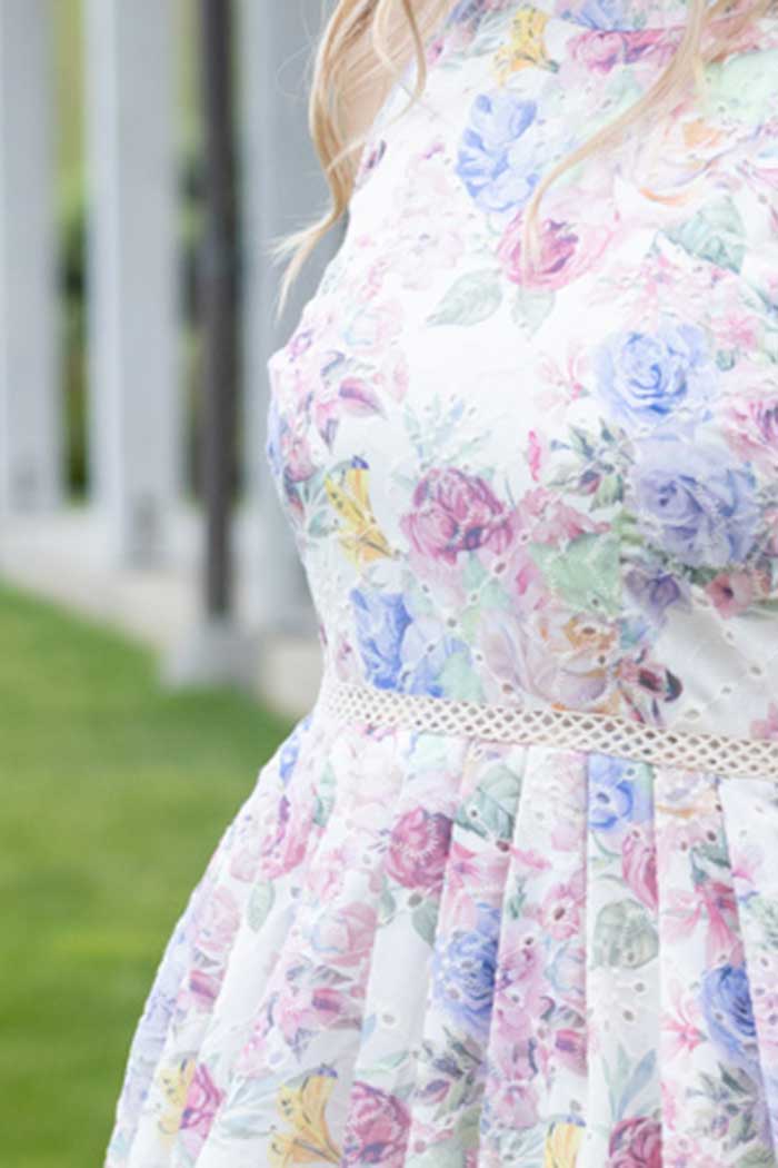 Sofia Dress Embroidered Floral Cream 4