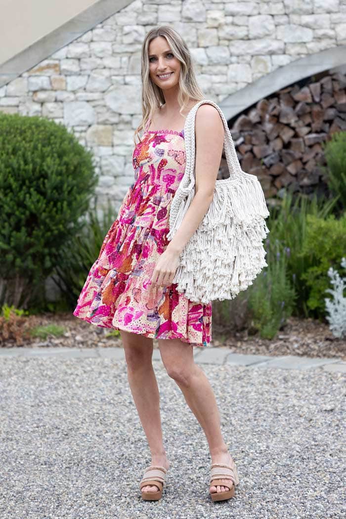 Mia Mini Dress Embroidered Pink 2