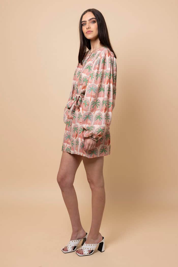 Abbie Shirt Dress Rust Palm 2