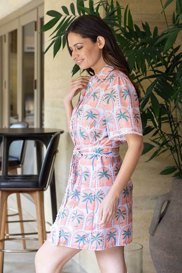 Amelia Palm Shirt Dress Peach 3