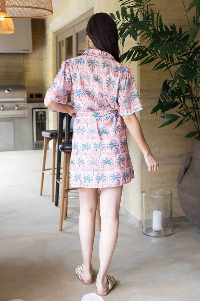 Amelia Palm Shirt Dress Peach 4