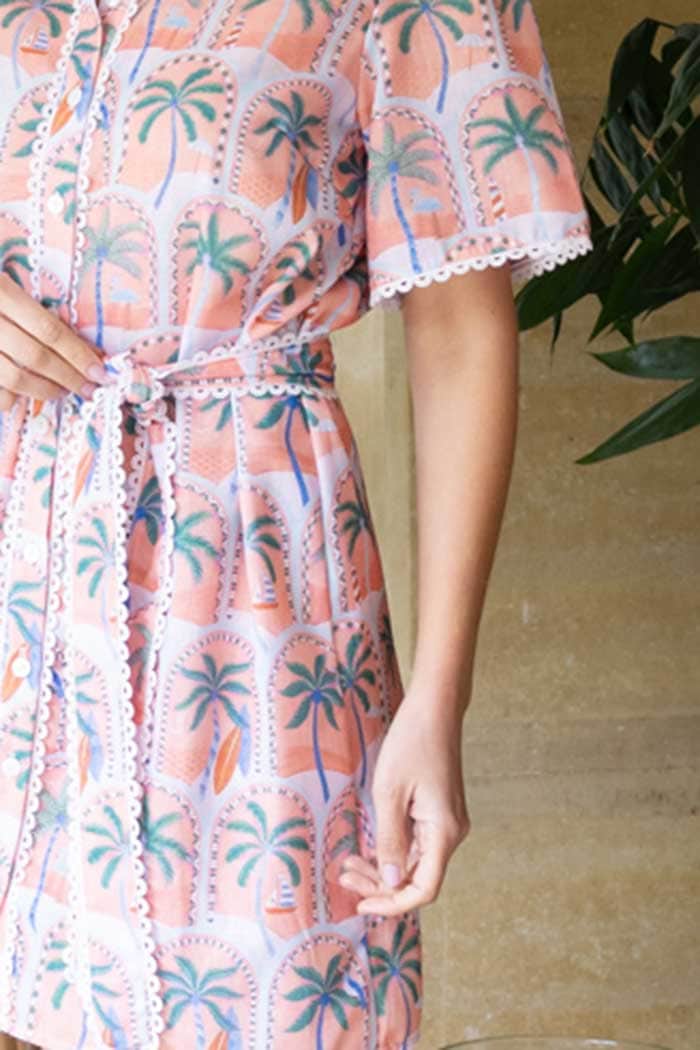 Amelia Palm Shirt Dress Peach 5