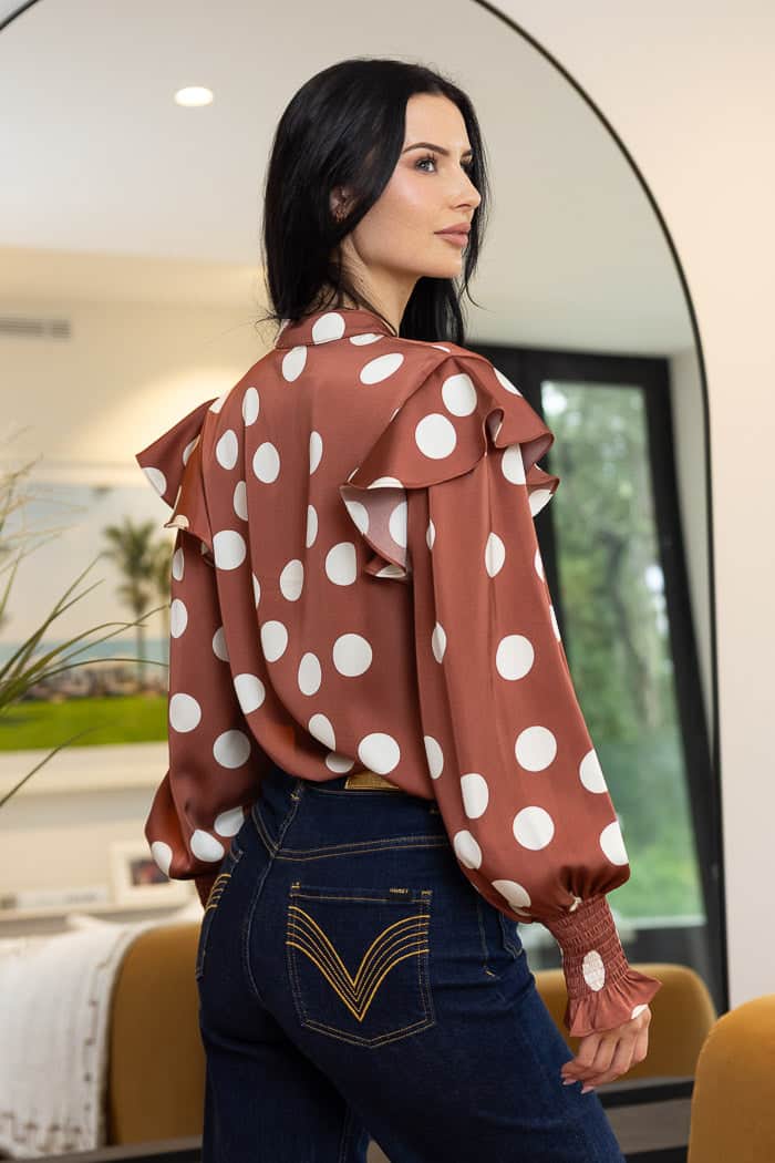 Gigi Blouse Spot Dot Brown 2