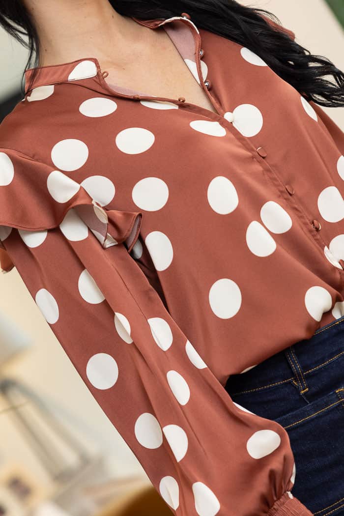 Gigi Blouse Spot Dot Brown 3