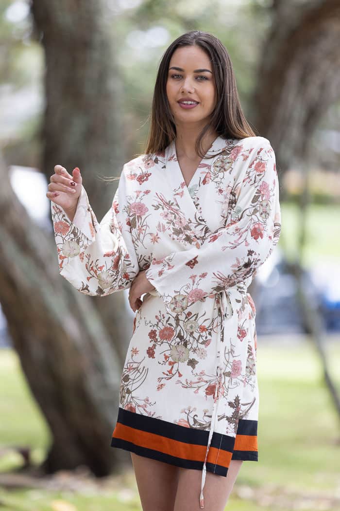 Cream paisley wrap dress