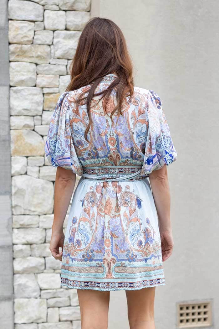 Olivia Wrap Mini Dress Blue 3