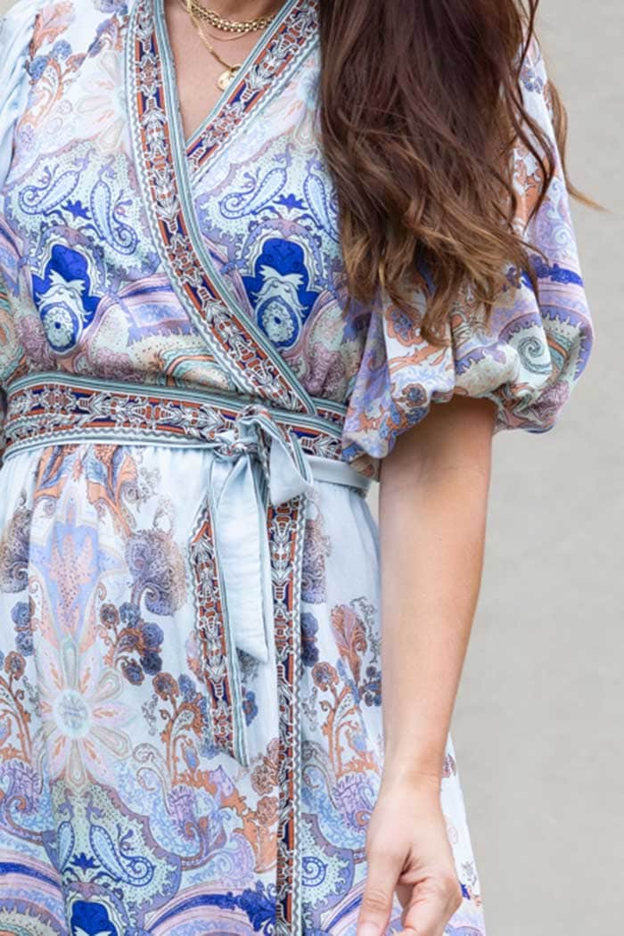 Olivia Wrap Mini Dress Blue 4