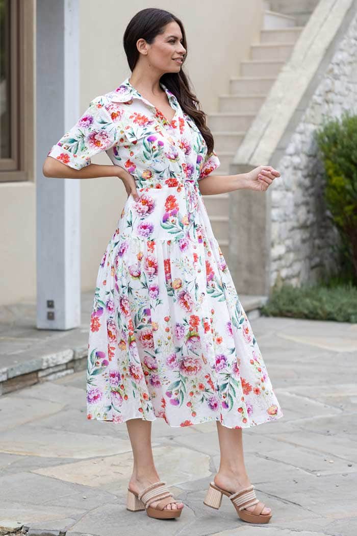 Kailani Midi Dress White Floral 2