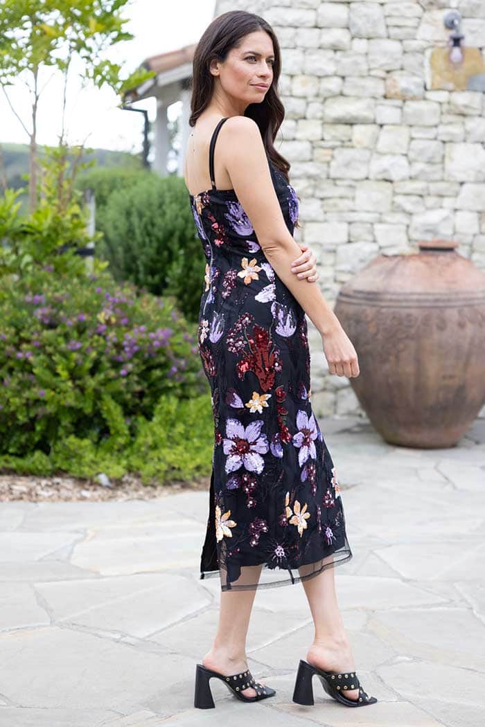 Valentina Midi Dress Sequin Black 3