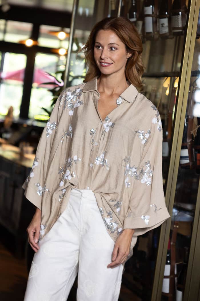 Jill Shirt Sequin Taupe 2