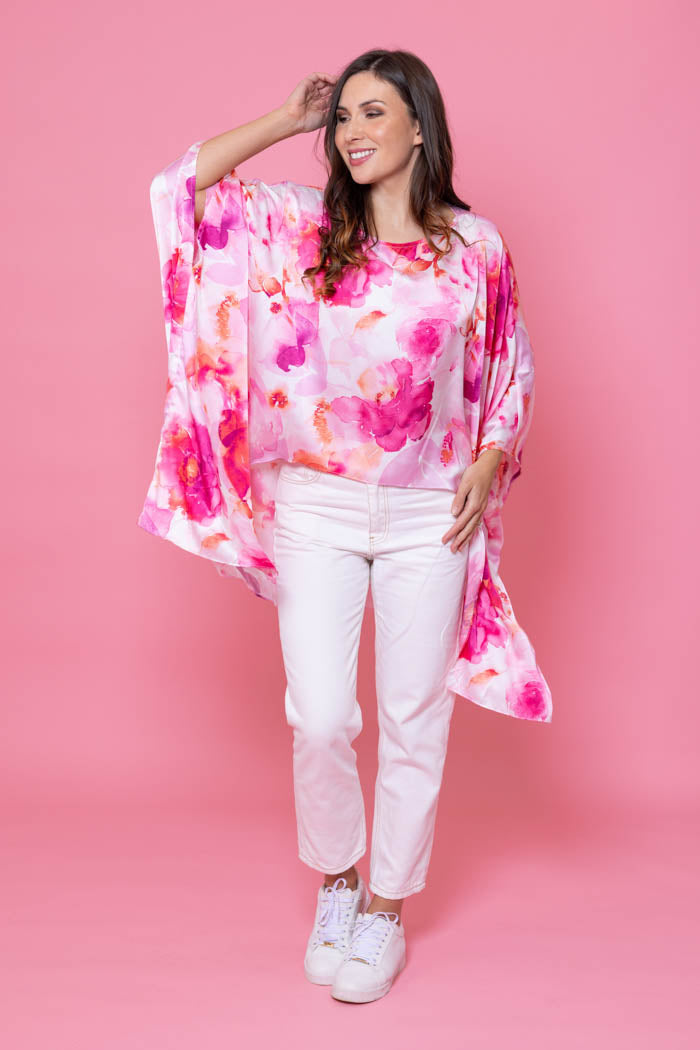 pink floral oversized top