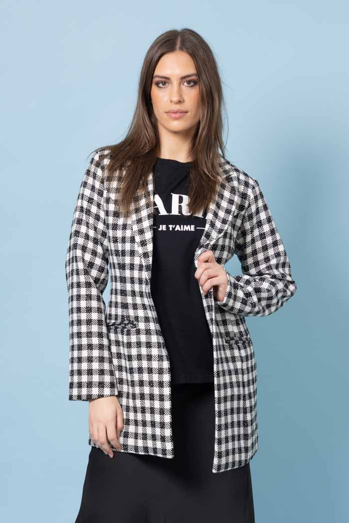 black tartan blazer