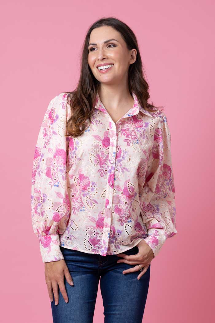 pink floral shirt plus size