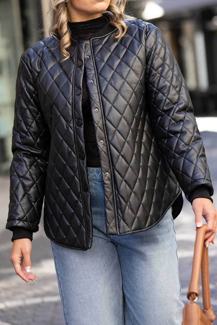 Rowena Faux Leather Padded Jacket Black 2