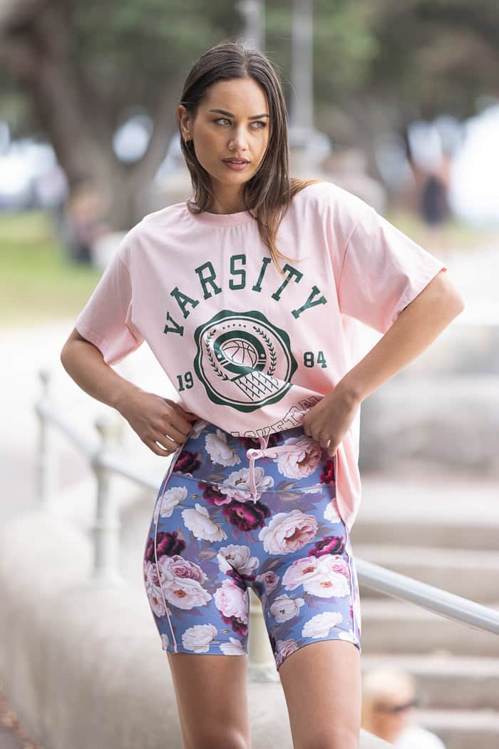Grey floral bike shorts