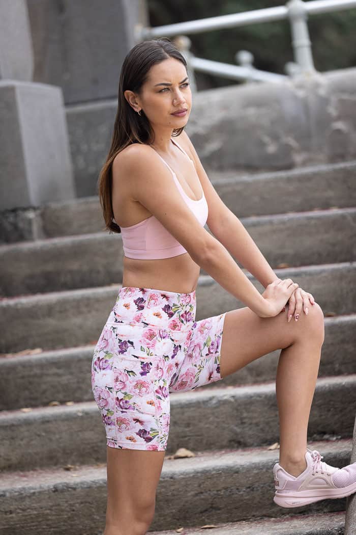 Floral Haven Bike Shorts Pink 2