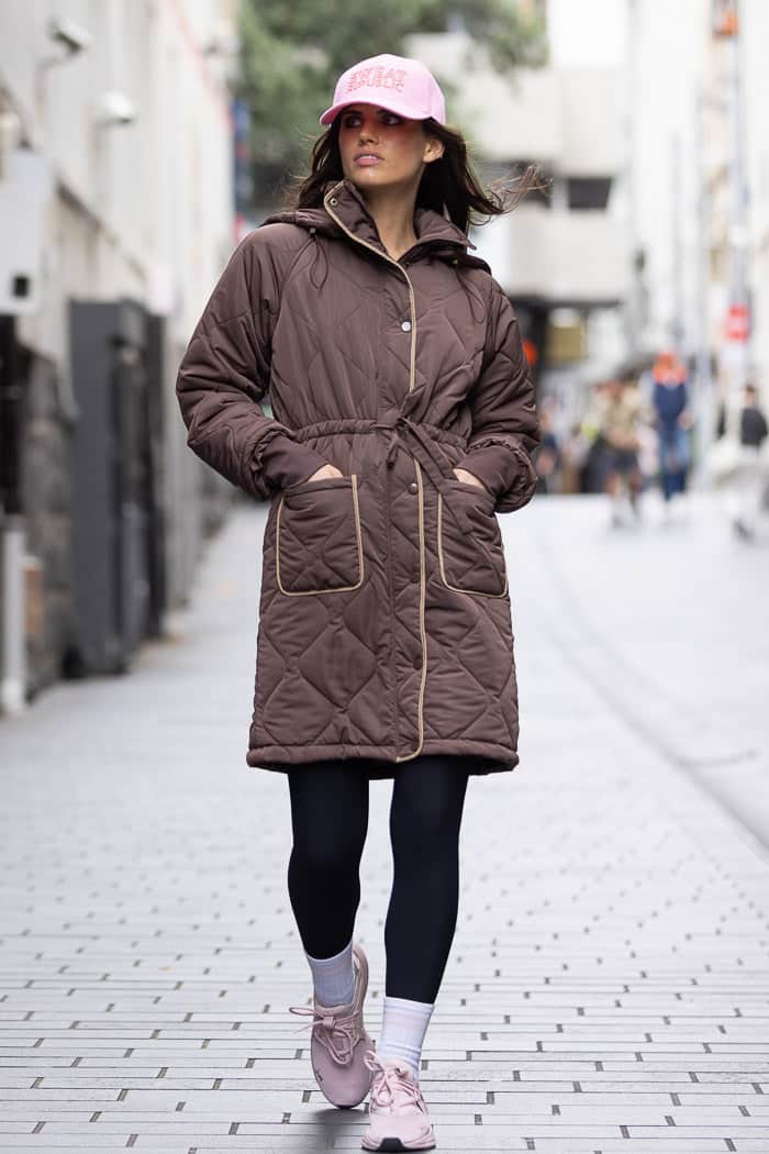 brown long puffer jacket