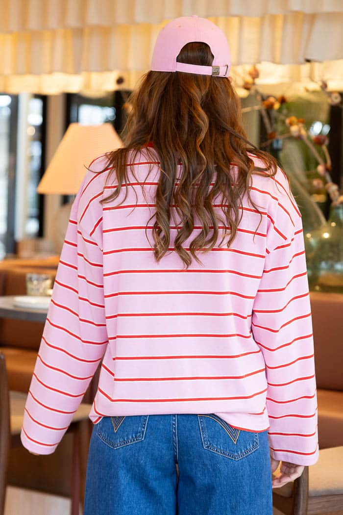 Dominate Stripe Long Sleeve Tee Pink 3