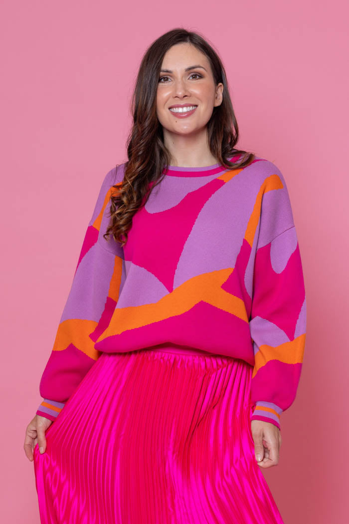 jacquard knit purple sweater