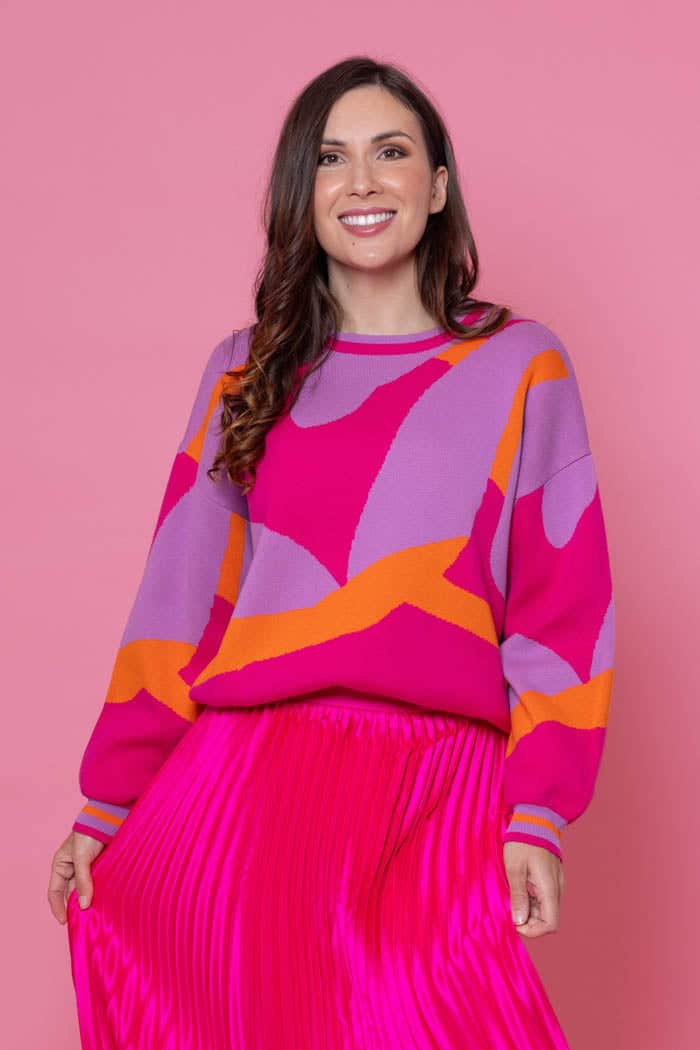 jacquard knit purple sweater