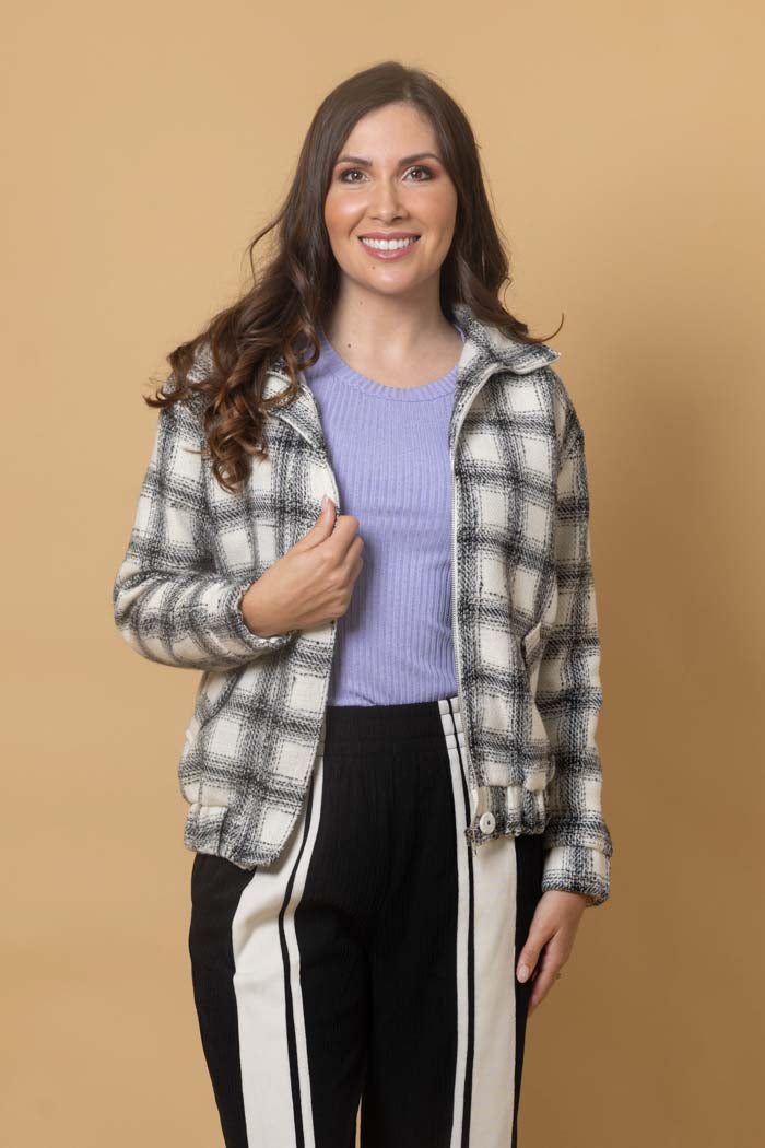 black tartan bomber jacket plus size