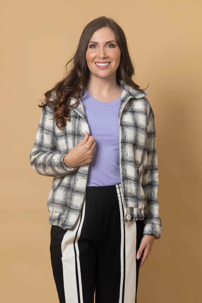 black tartan bomber jacket plus size