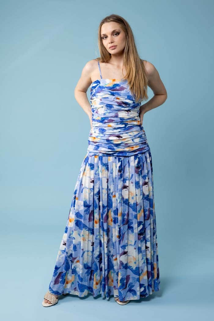 Sky Maxi Dress Blue Watercolour 2