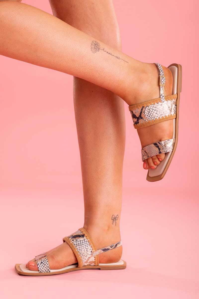 brown snakeskin sandal