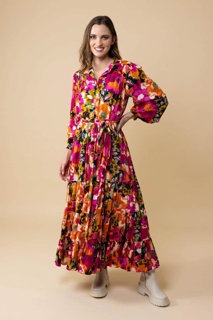 orange floral maxi dress