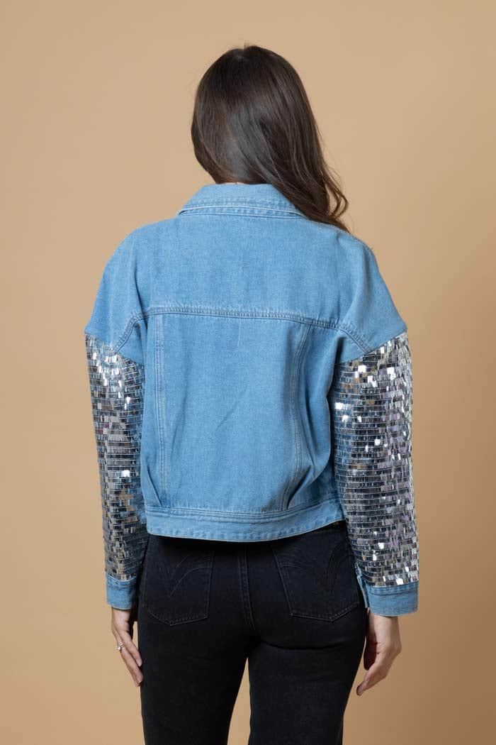 Sylvia Sequin Sleeve Denim Jacket 3
