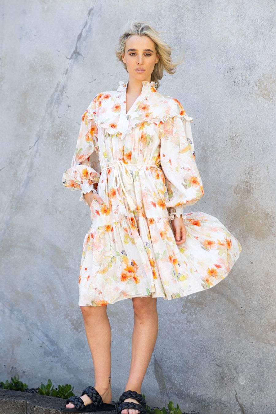 peach cotton shirt dress