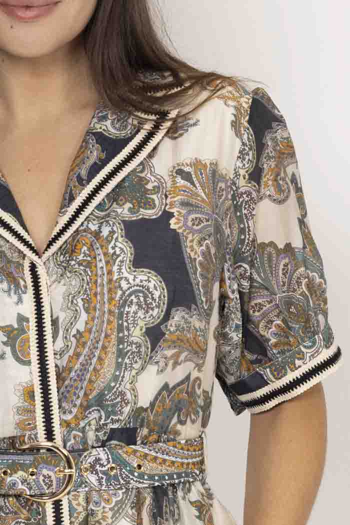 Penelope Shirt Dress Paisley Cream 5