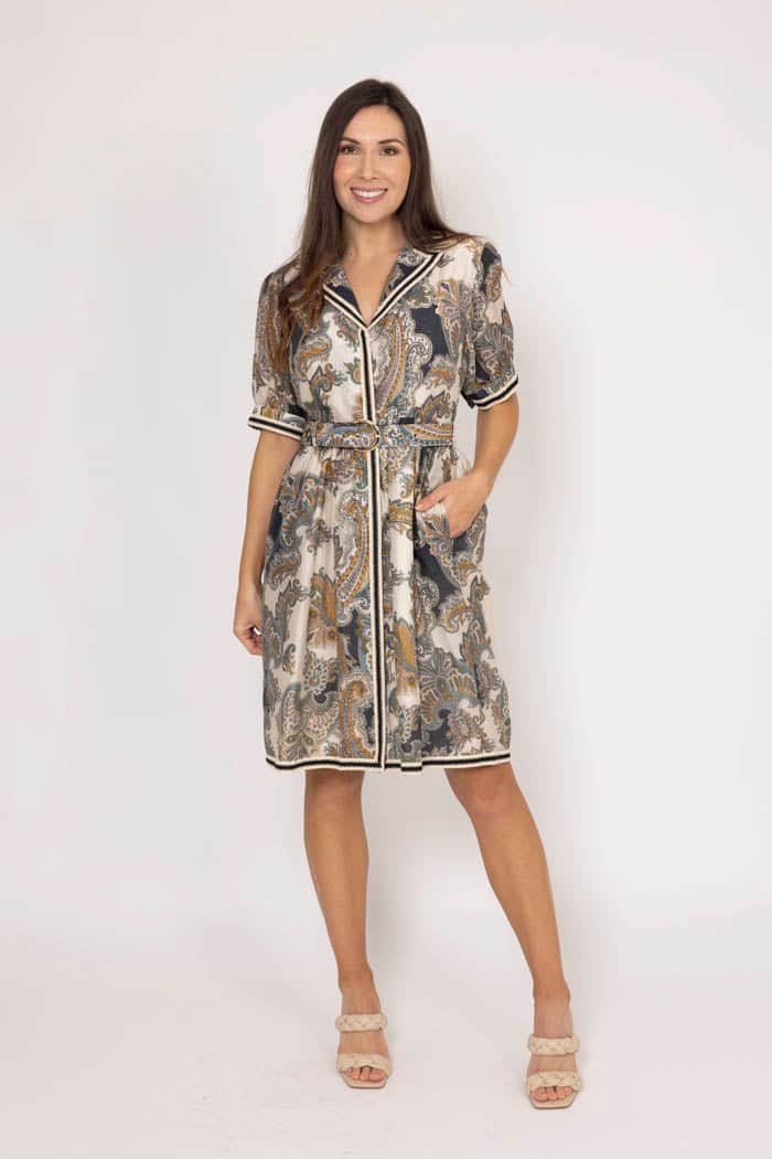 Penelope Shirt Dress Paisley Cream 2