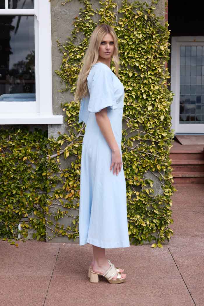 Papamoa Dress Blue Pinstripe 2