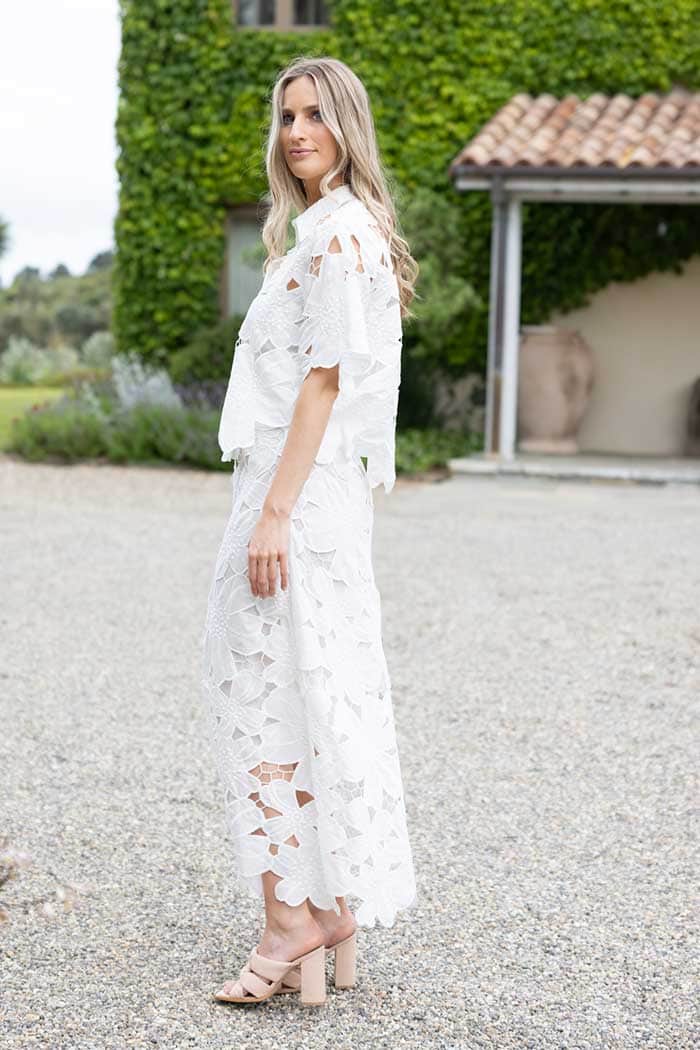 Crete Embroidered Skirt White 2