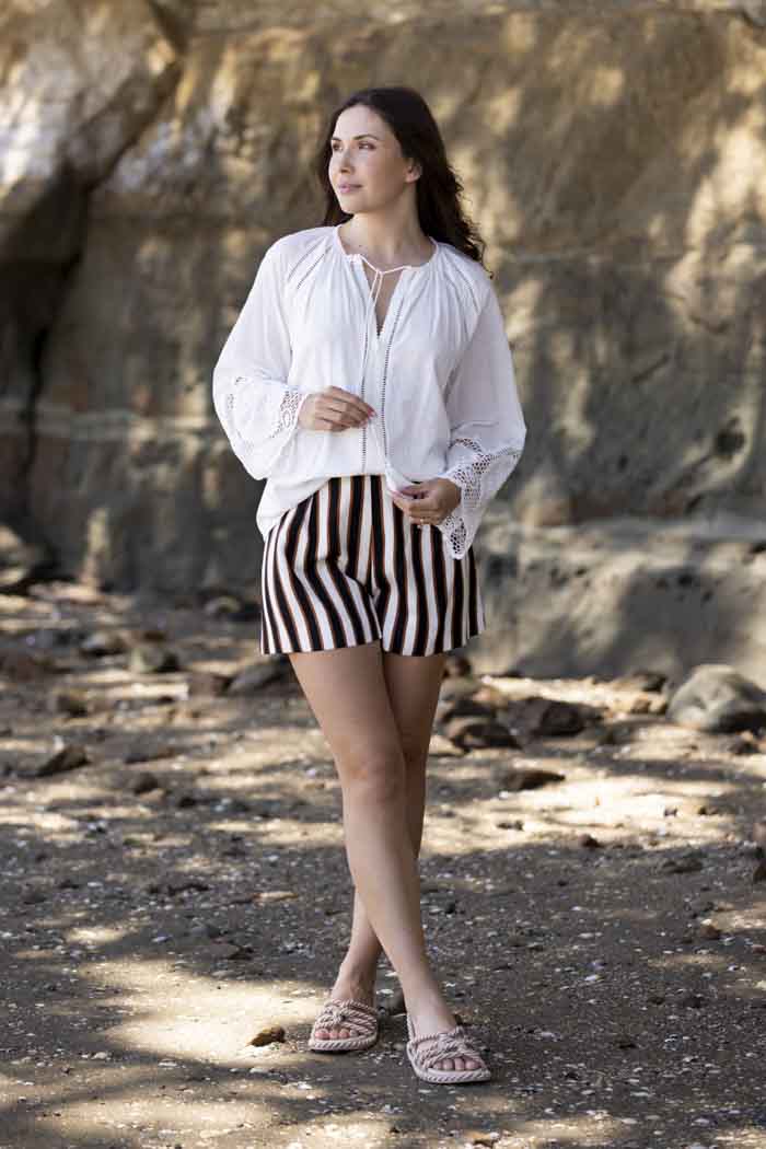 Como Stripe Short White Black 2