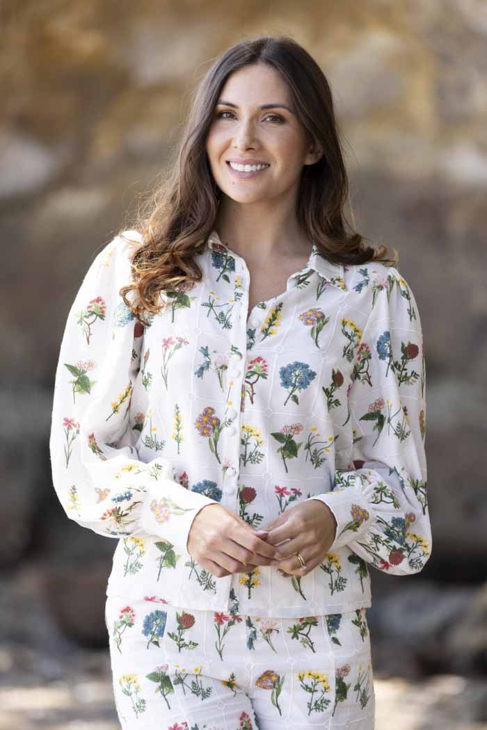 BOTANICAL FLORAL WHITE SHIRT