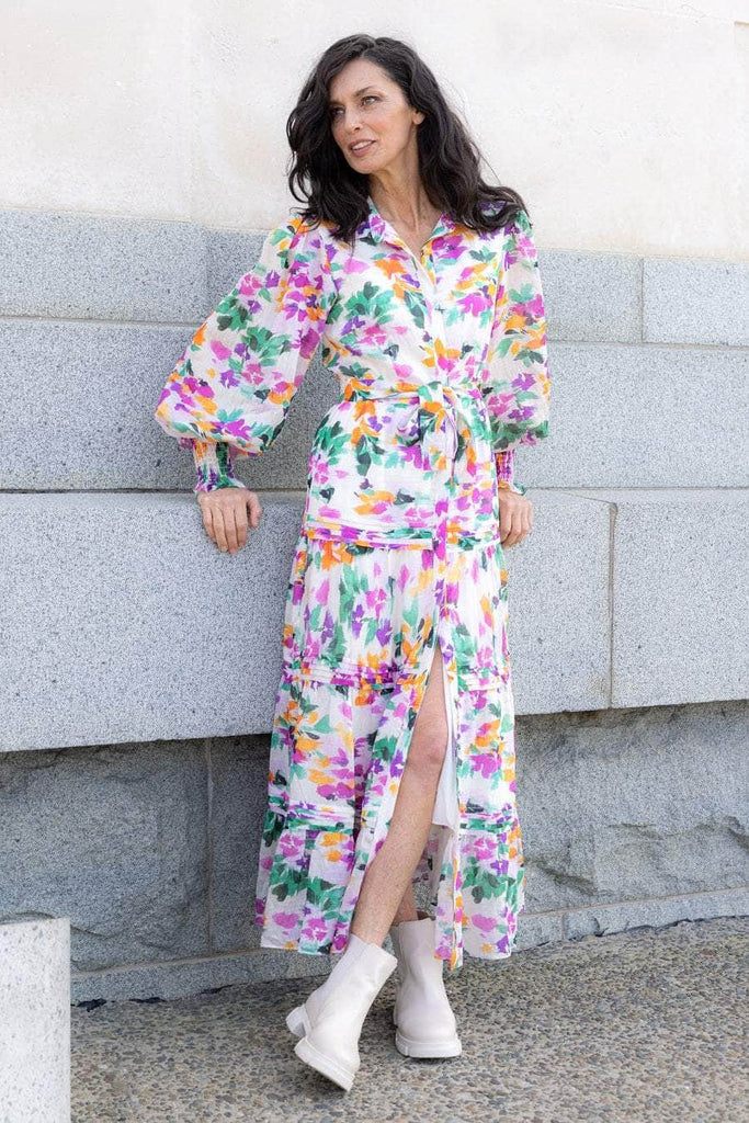 Buy Amaranth Shirt Dress Print Lyocell Linen by The Bay online Augustine