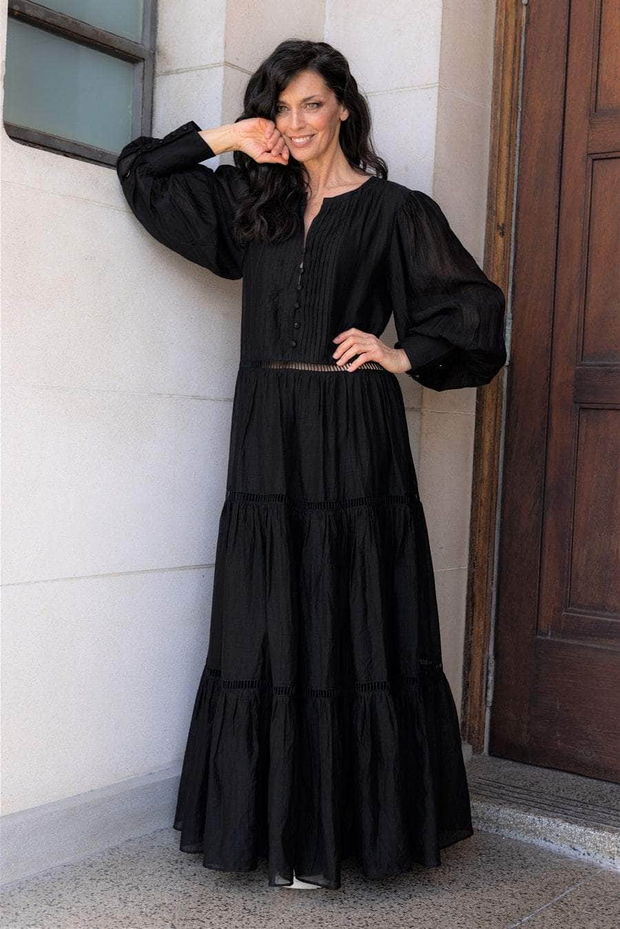 black lyocell maxi dress