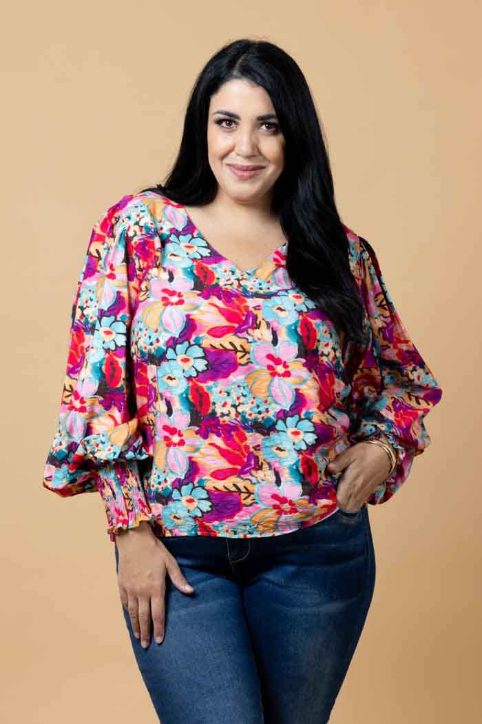 Tamara V Neck Top Floral 2