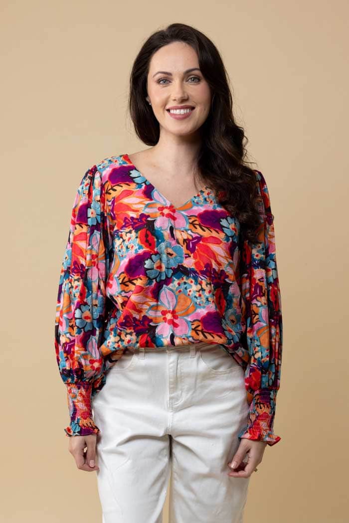Tamara V Neck Top Floral 3