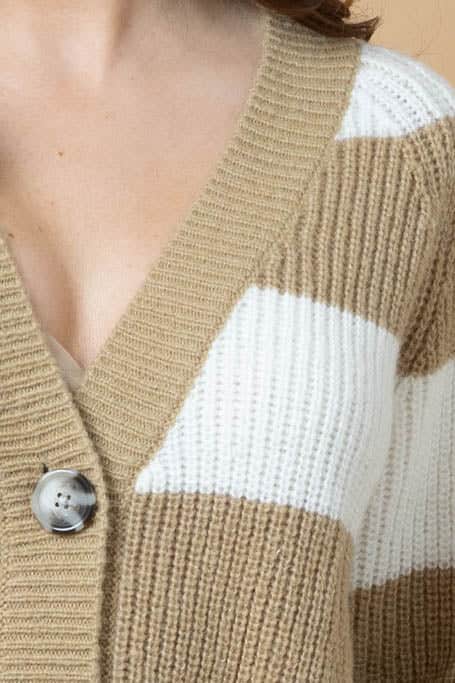 Tara Knit Cardi Beige Stripe 4