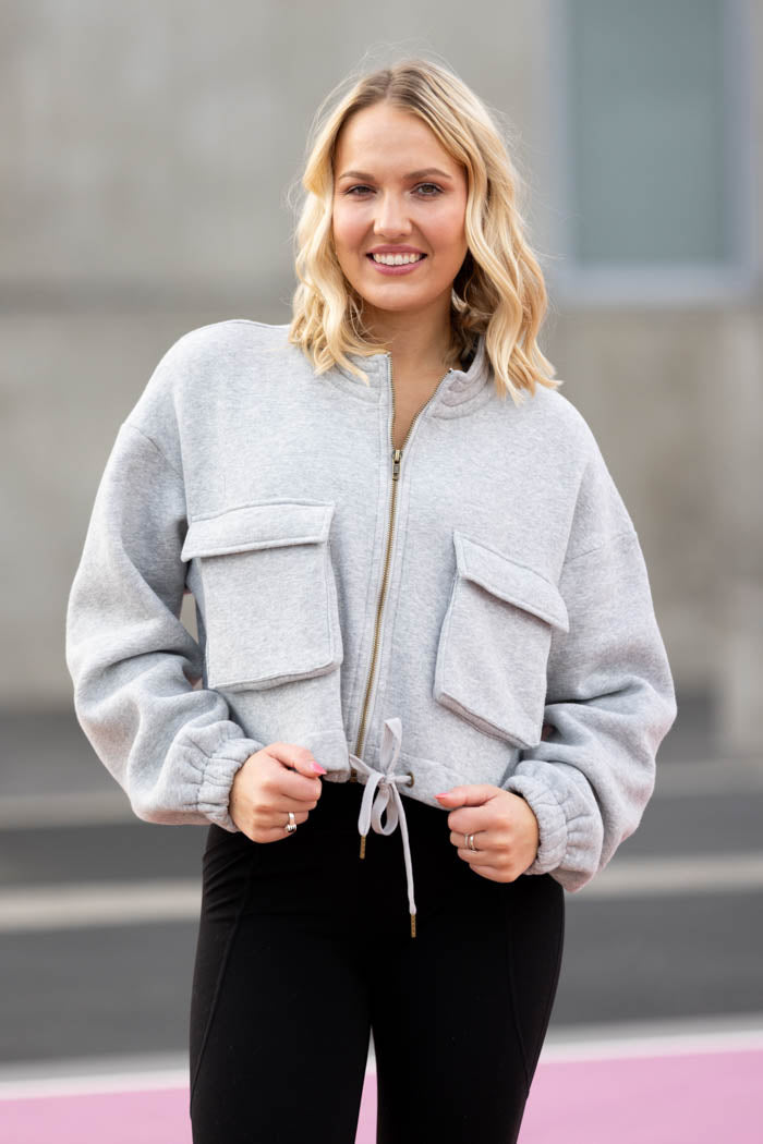 grey cropped jacket