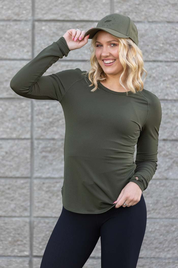 khaki activewear top