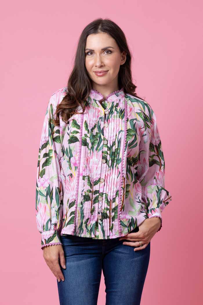 pink floral blouse top plus size