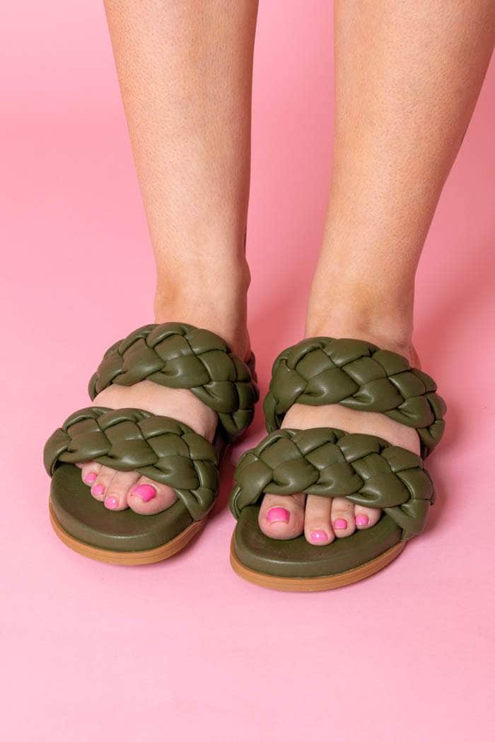 green khaki sandals